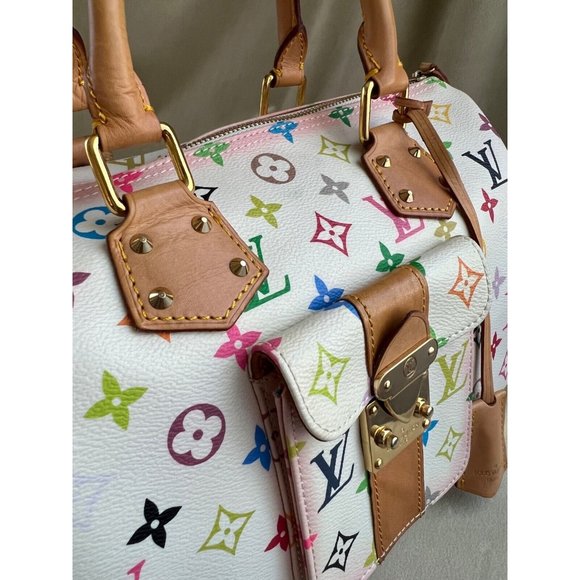 Louis Vuitton x Takashi Murakami Speedy 30 Tote Bag Multicolor Purse - Picture 7 of 14